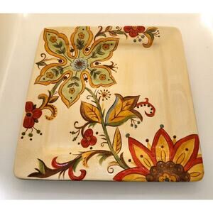 PLATTER-VINTAGE PIER 1 IMPORTS-Carynthum Pattern-Floral-Square-10.5 in X 10.5 in